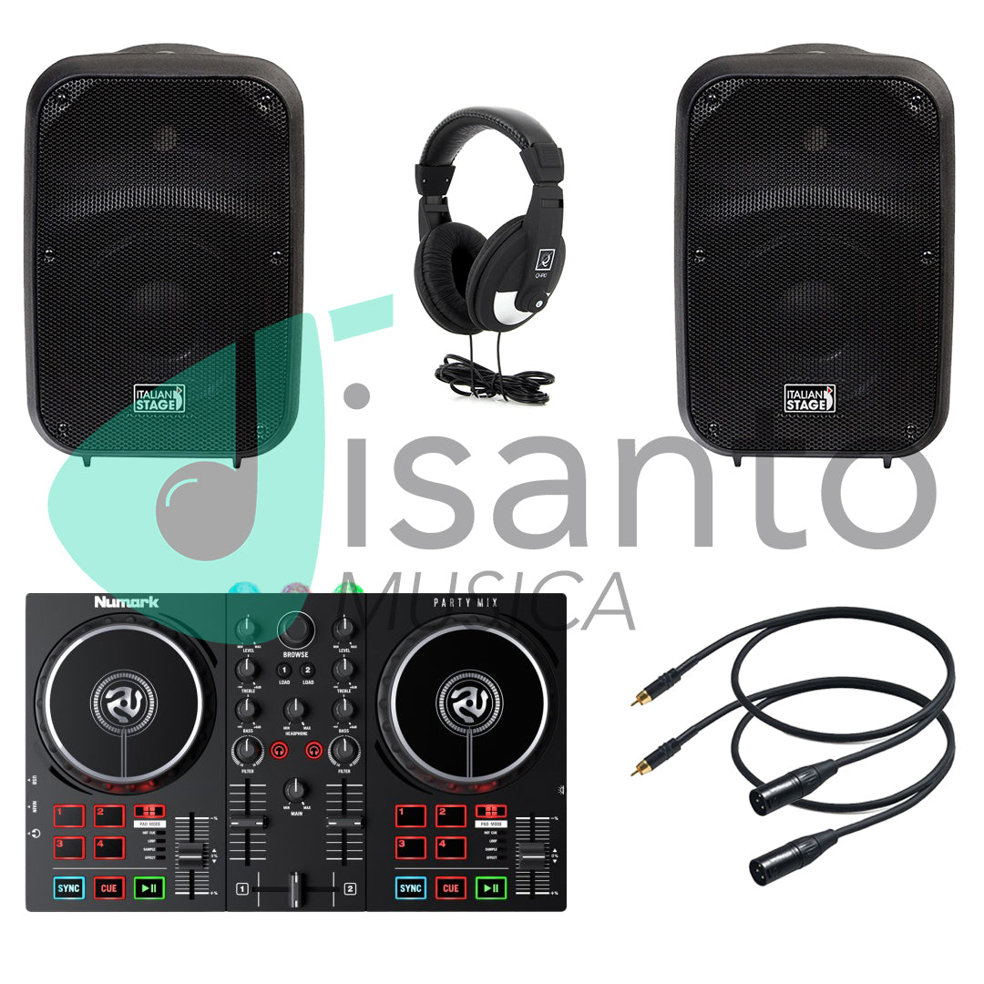 Bundle DJ Console completa NUMARK Party Mix DJ + casse 300W + cuffie+ cavi omaggio
