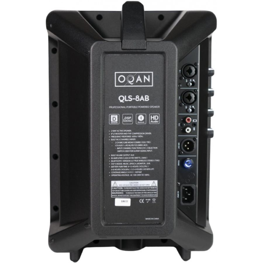 OQAN QLS-8AB Impanto PA Attivo 190W retro connessioni xlr speakon rca
