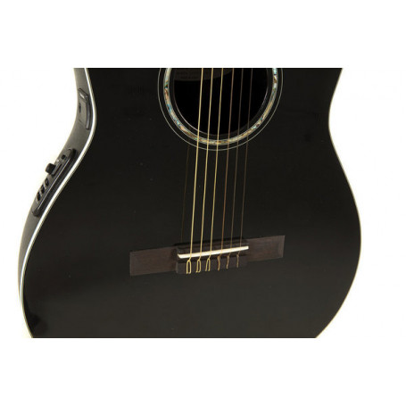 OVATION CS24C-5G-G Celebrity Standard Nylon Super Shallow Black fronte cordiera
