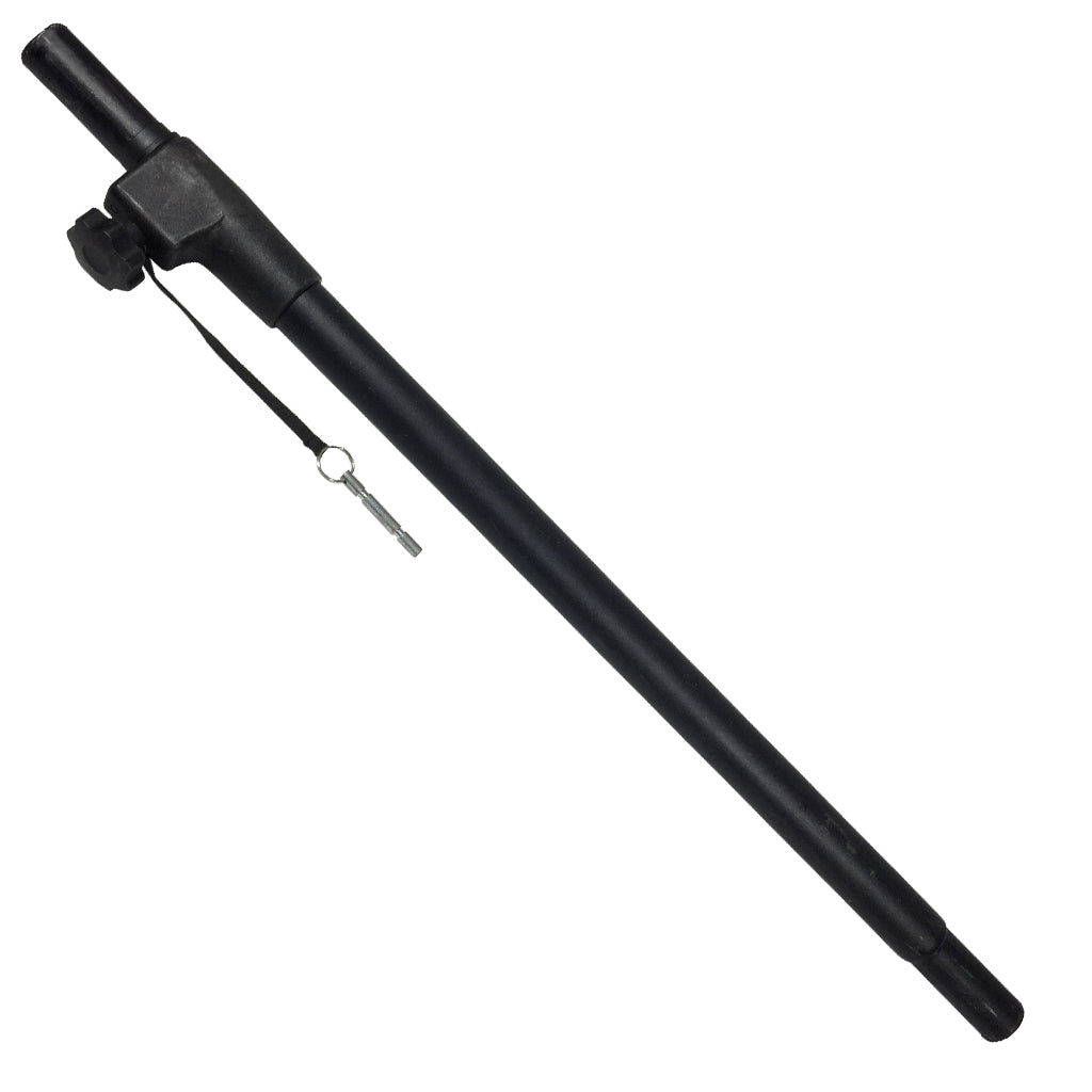 Supporto distanziatore per casse subwoofer, altezza regolabile 82-132 cm, capacità 50 kg, finitura nera opaca