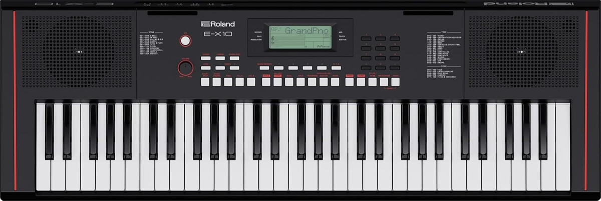 Tastiera E-X10 a 61 tasti, con suoni di alta qualità e funzionalità per musicisti, ideale per apprendere e suonare