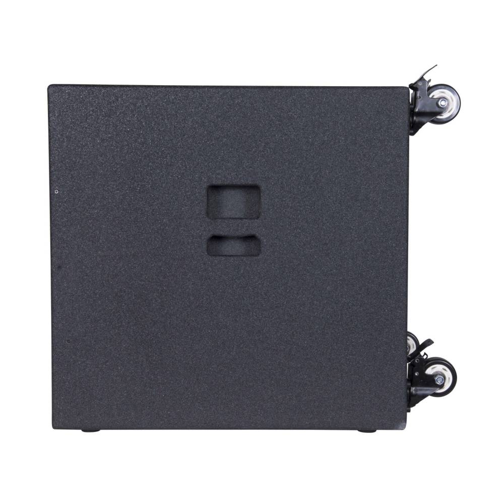 Vista lato con maniglia per trasporti Subwoofer Proel S18A, 600W, risposta in frequenza 36Hz-140Hz