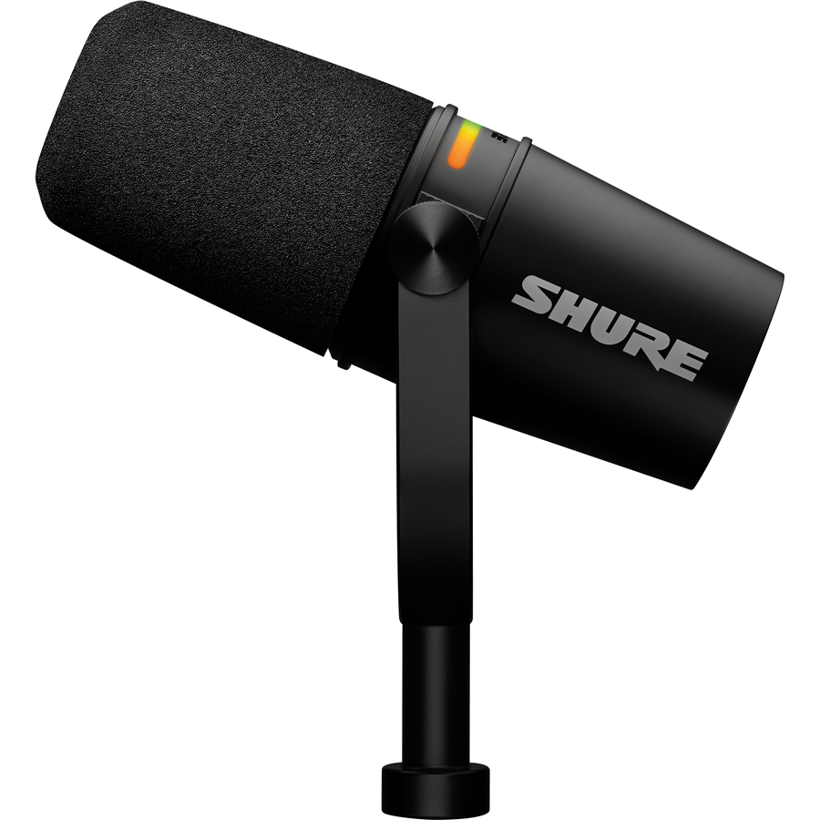 Kit podcast Shure MV7+: microfono dinamico nero, supporto da tavolo Gator e cavo USB-C da 3 metri per registrazioni di qualità