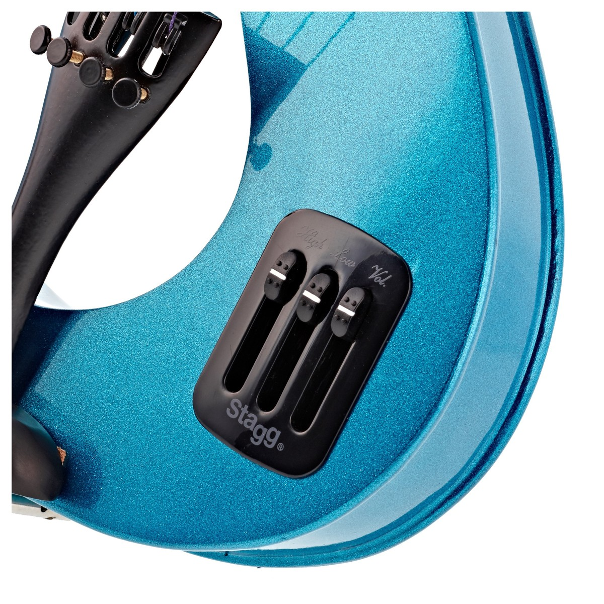 STAGG EVN 4/4 MBK, violino elettrico blu metallizzato con corpo in acero, equalizzatore e kit completo per musicisti