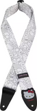 Tracolla Fender® x Hello Kitty® bianca in poliestere, 5 cm di larghezza, con estremità in pelle personalizzate e grafica Hello Kitty