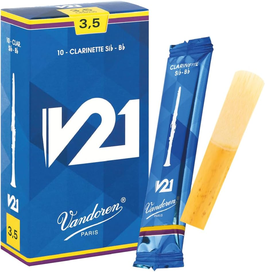 Confezione da 10 ance V21 per clarinetto Sib, misura 3.5, unione di forma conica e profilo per suono ricco e reattivo