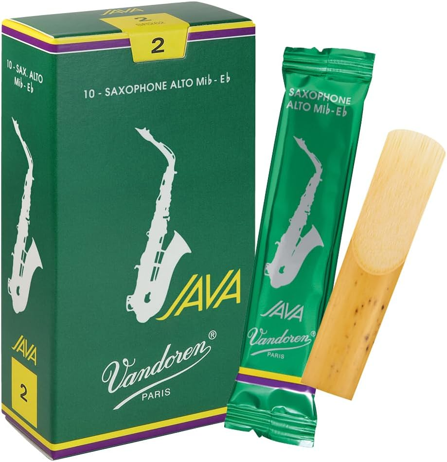 Ance Sax Alto Java Green N.2, confezione da 10, flessibili con suono brillante e risposta immediata