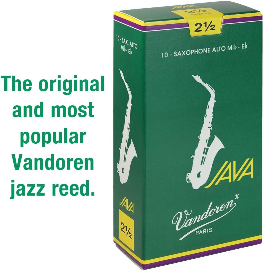 Ance Java N.2.5 per Sax Alto, confezione da 10, caratterizzate da flessibilità e suono brillante