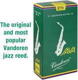 Ance Java N.2.5 per Sax Alto, confezione da 10, caratterizzate da flessibilità e suono brillante