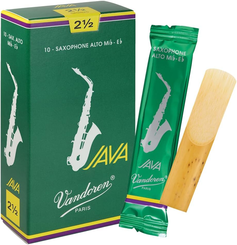 Ance Sax Alto Java Green N.2.5, confezione da 10, flessibili con suono brillante e risposta immediata