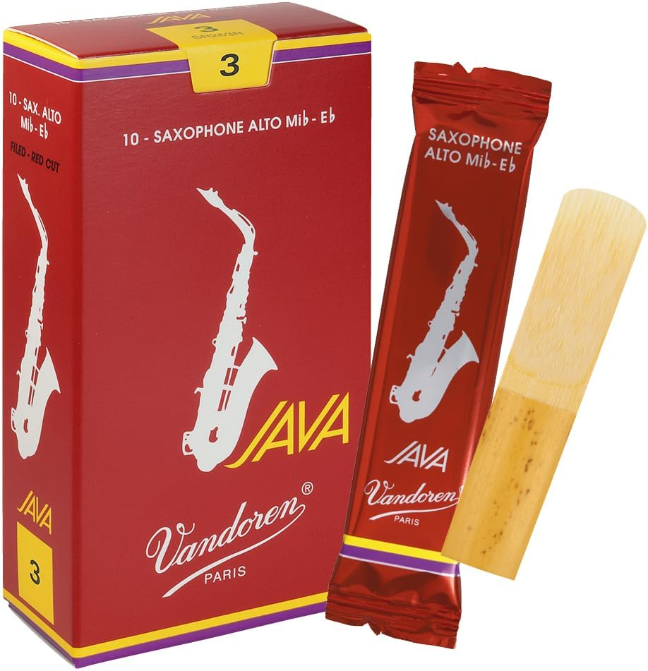 Ance Vandoren Java Red Cut per sax alto, misura 3, confezione da 10, suono ricco e proiezione eccellente
