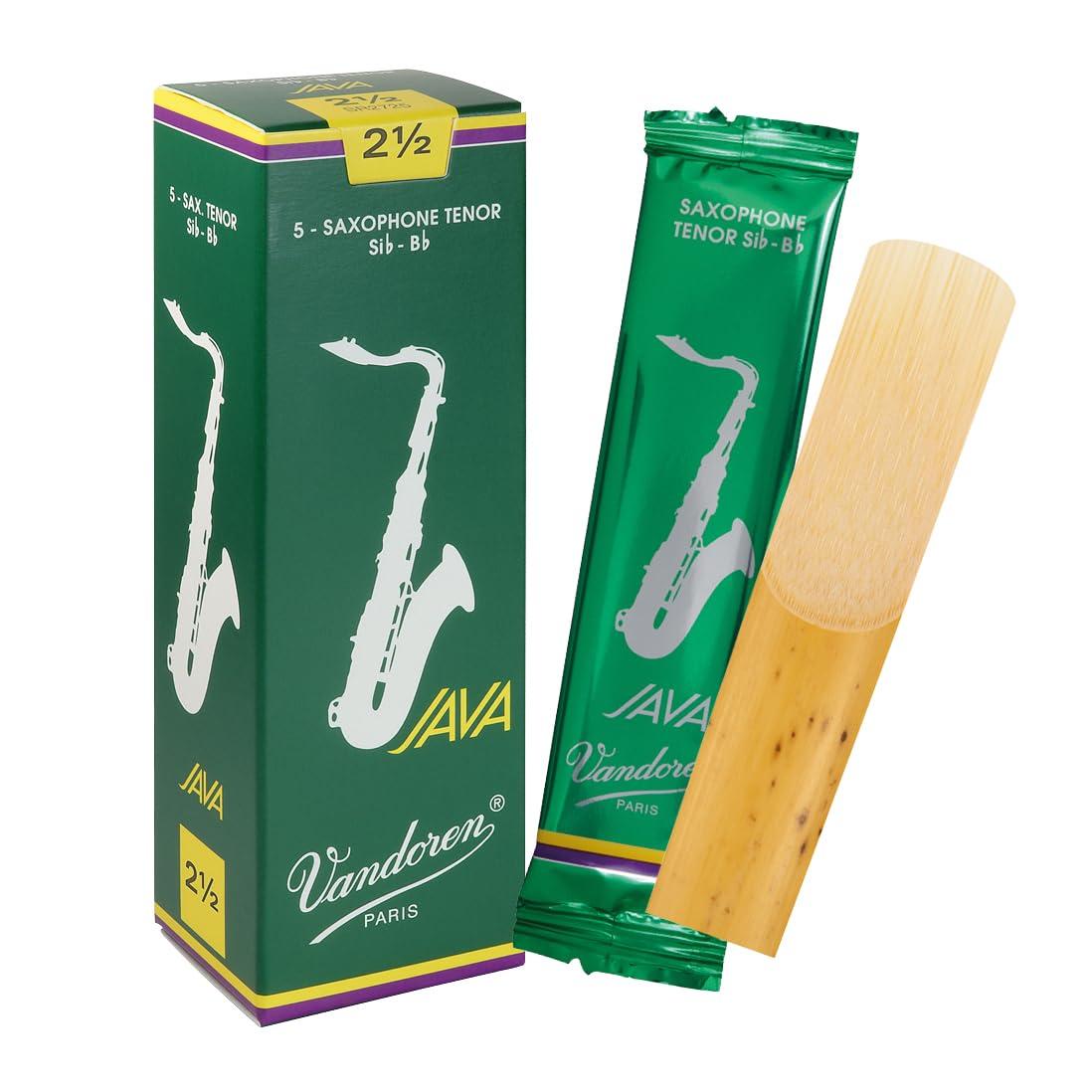 Ance Sax Tenore Java Green N. 2.5, confezione da 5, flessibili e brillanti, ideali per jazz e musica popolare