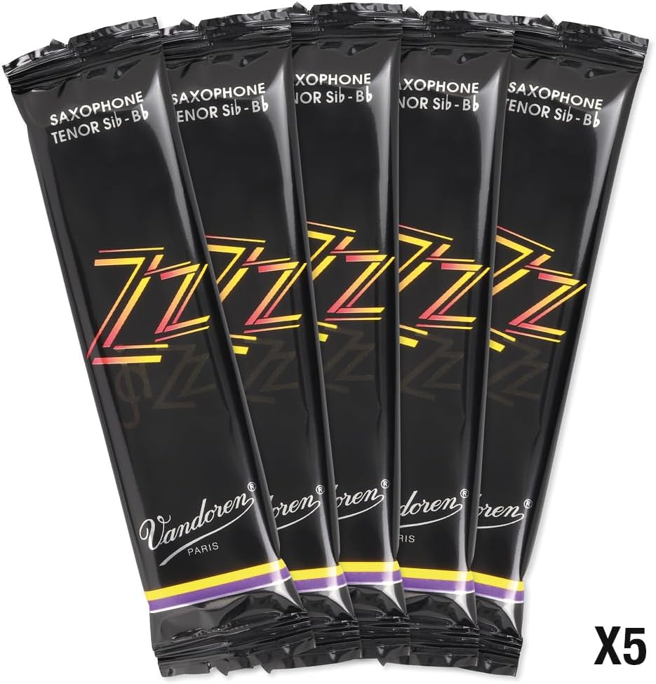 Confezione da 5 ance Vandoren SR4225 Java N. 2.5 per sax tenore, progettate per jazz, con suono brillante e risposta rapida