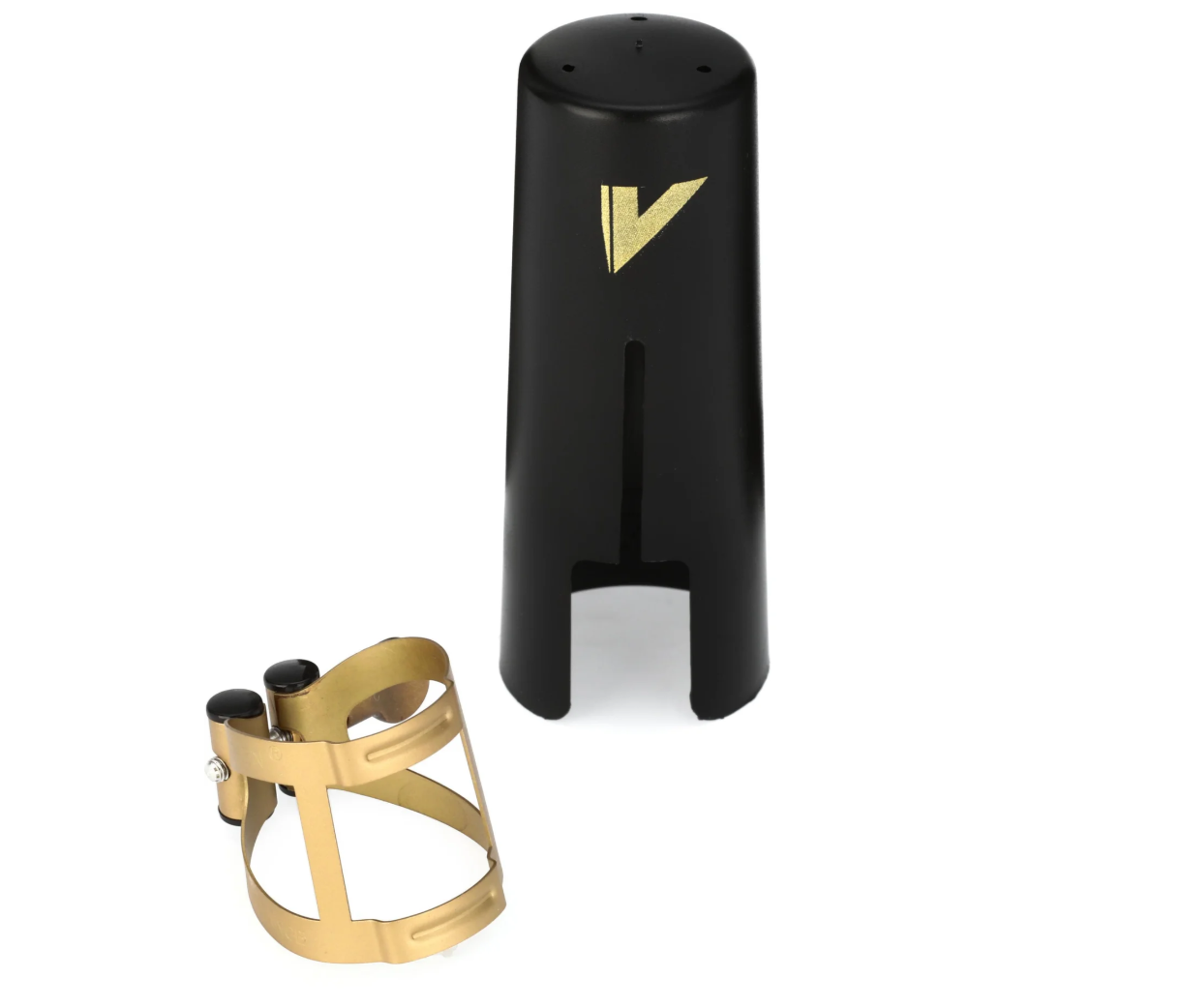 Legatura Vandoren M|O LC57DP in oro per sax alto, include cap in plastica, progettata per vibrazione ottimale dell'ancia