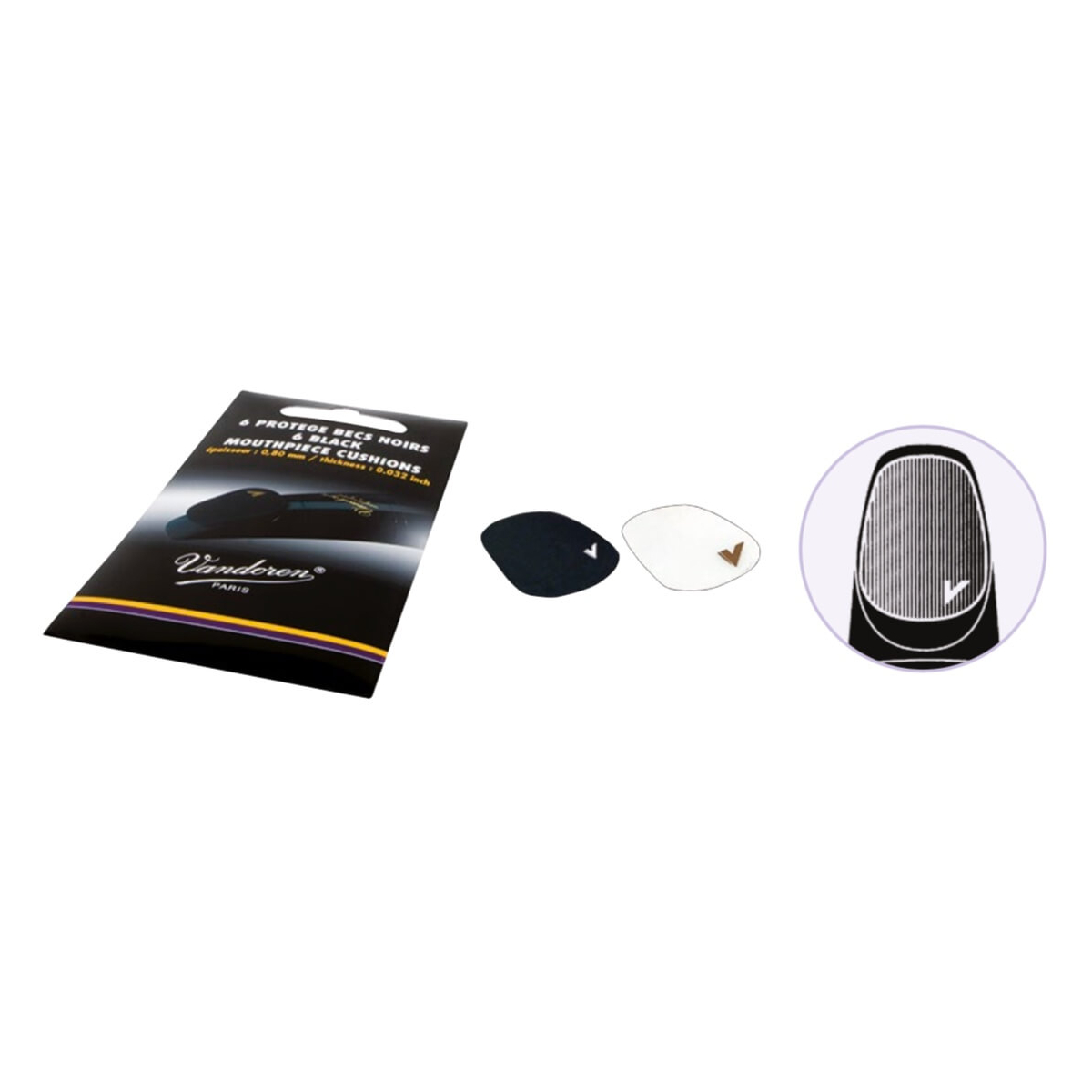 Pastiglie protettive Vandoren VMC6+, trasparenti, spessore 0,35 mm, confezione da 6, riducono vibrazioni e segni