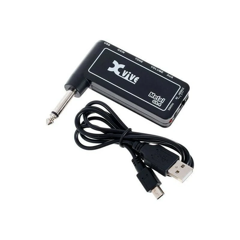 Amplificatore per cuffie in metallo, con ingresso Aux e uscita cuffie, per suonare senza disturbare, include cavo Mini USB
