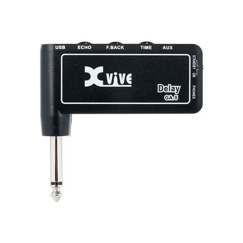 Mini amplificatore XVive GA-5 per chitarra, dotato di controlli Echo, Feedback, Time e ricarica tramite Mini USB