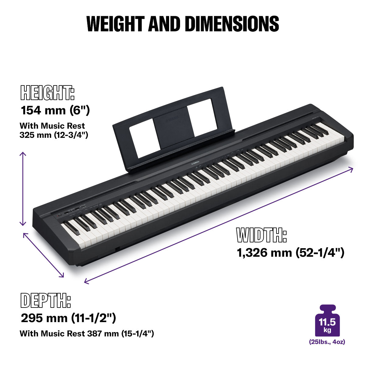 dimensioni yamaha p-45