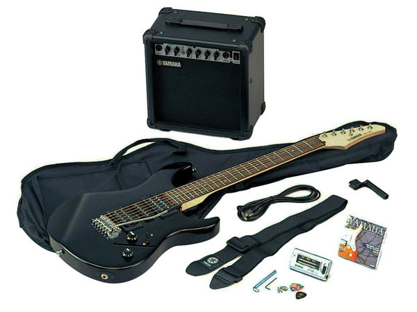 Set per principianti: chitarra elettrica nera, amplificatore 15W, custodia e accessori inclusi