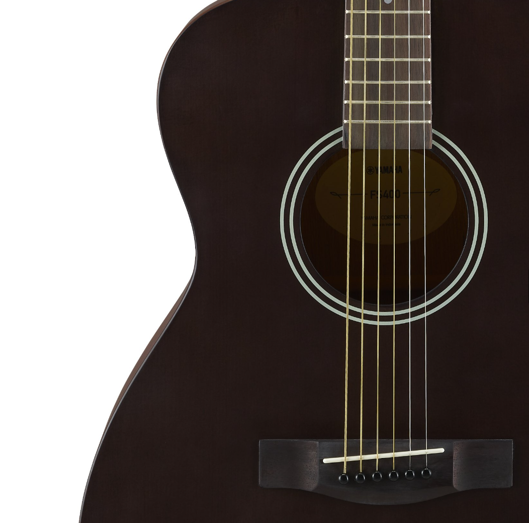 Rifiniture e cordiera Chitarra acustica Yamaha F400 Smoky Black, corpo tradizionale, legno di alta qualità, meccaniche stabili, ideale per principianti