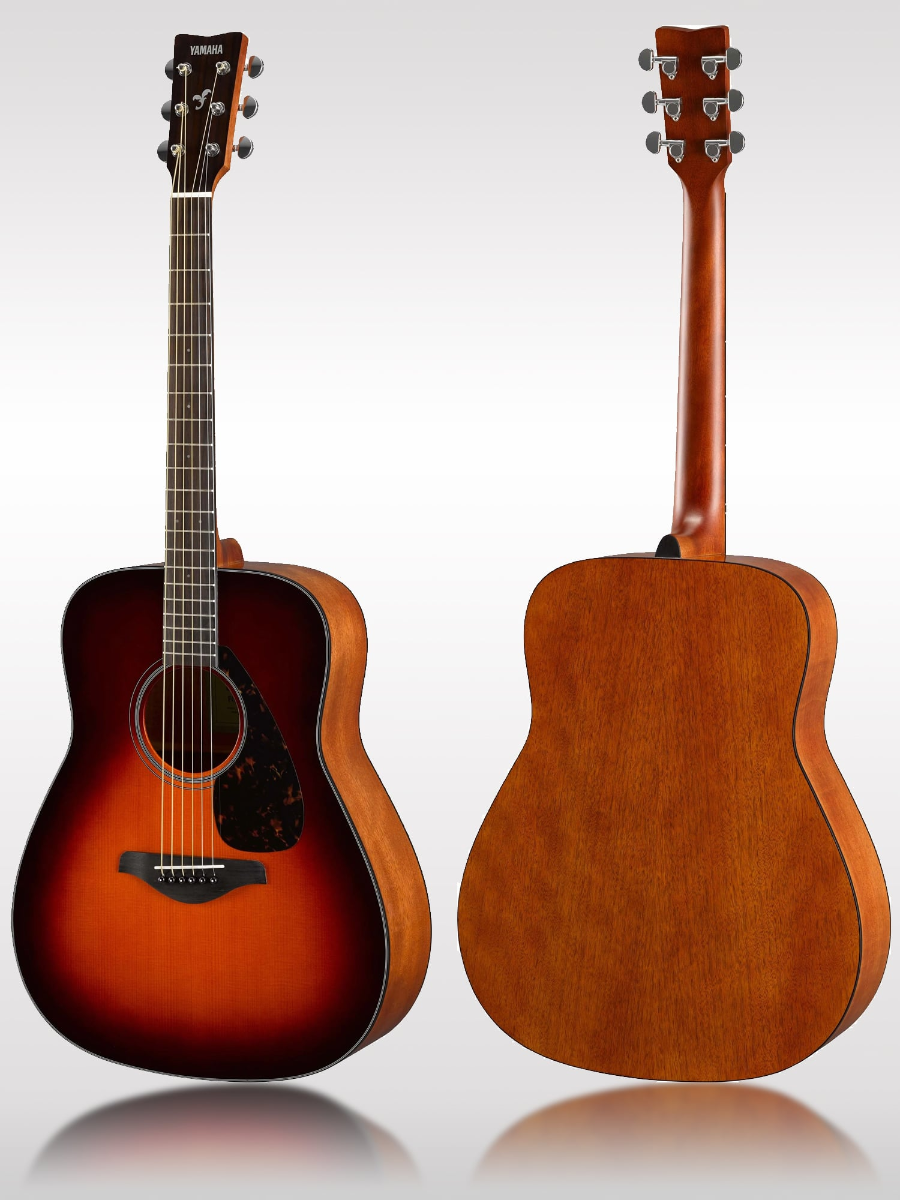Yamaha FG800 BS II, chitarra acustica marrone sunburst, con finitura opaca e suono potente, ideale per chitarristi principianti