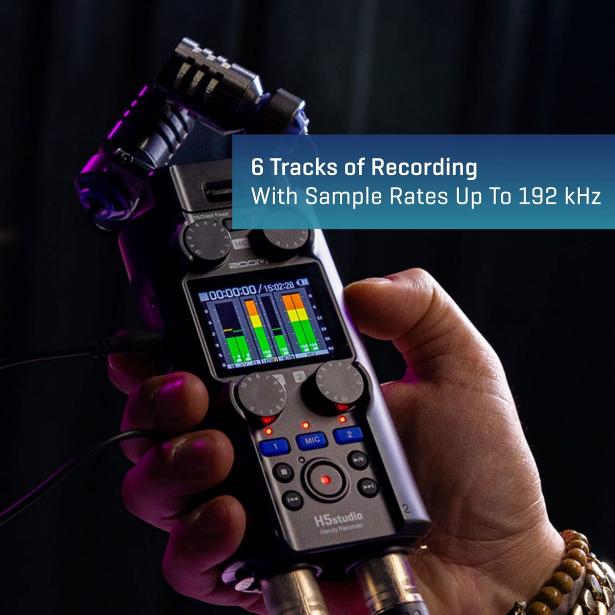 Registratore palmare H5studio, 6 tracce, registrazione 32-bit float, manopole fisiche, qualità audio professionale